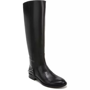 Sarta Black leather knee high boots
